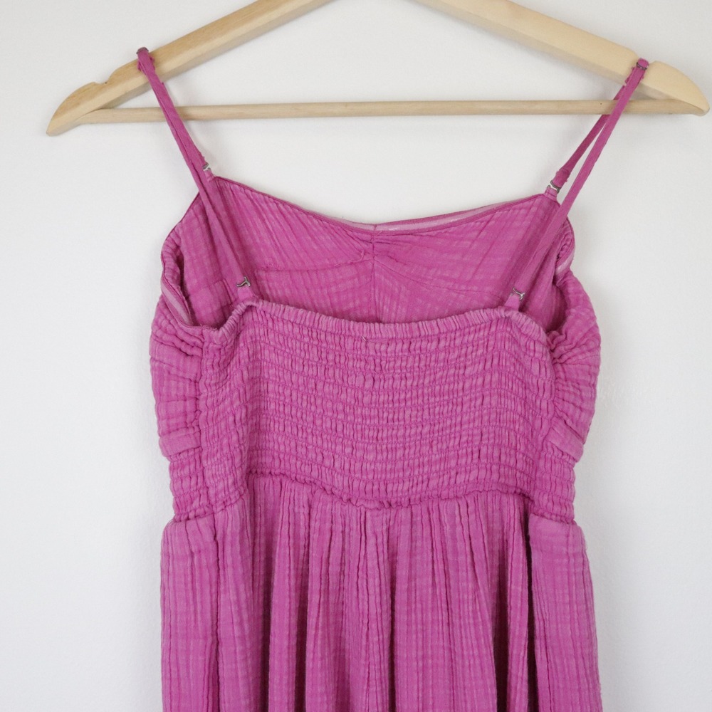 Anthropologie The Bethany Jumpsuit XS Pink Cotton Gauze‎ Wide Leg - Picture 5 of 9